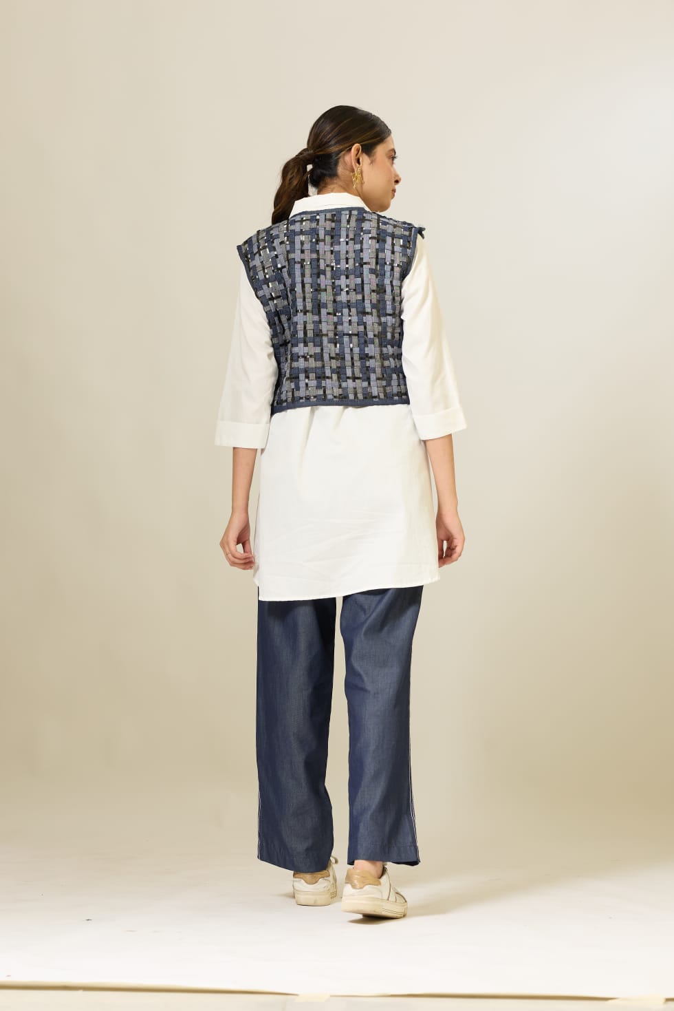 Patti Jacket with White Shirt and Denim Pants