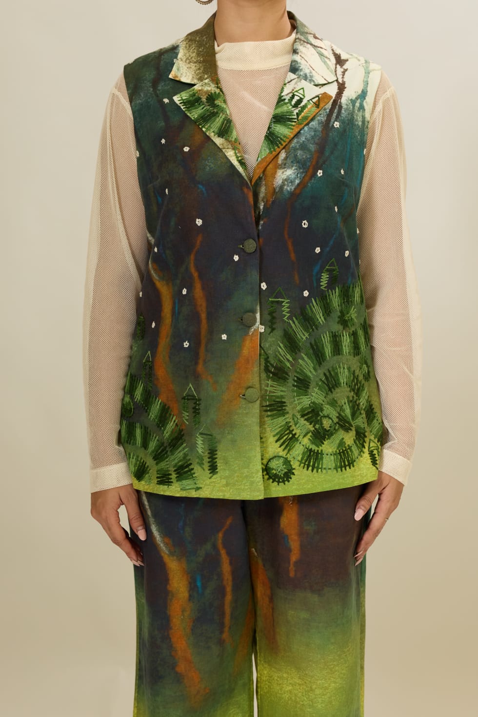 Green Jacket Set with Pants