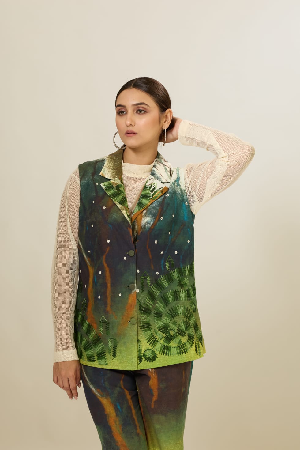 Green Jacket Set with Pants