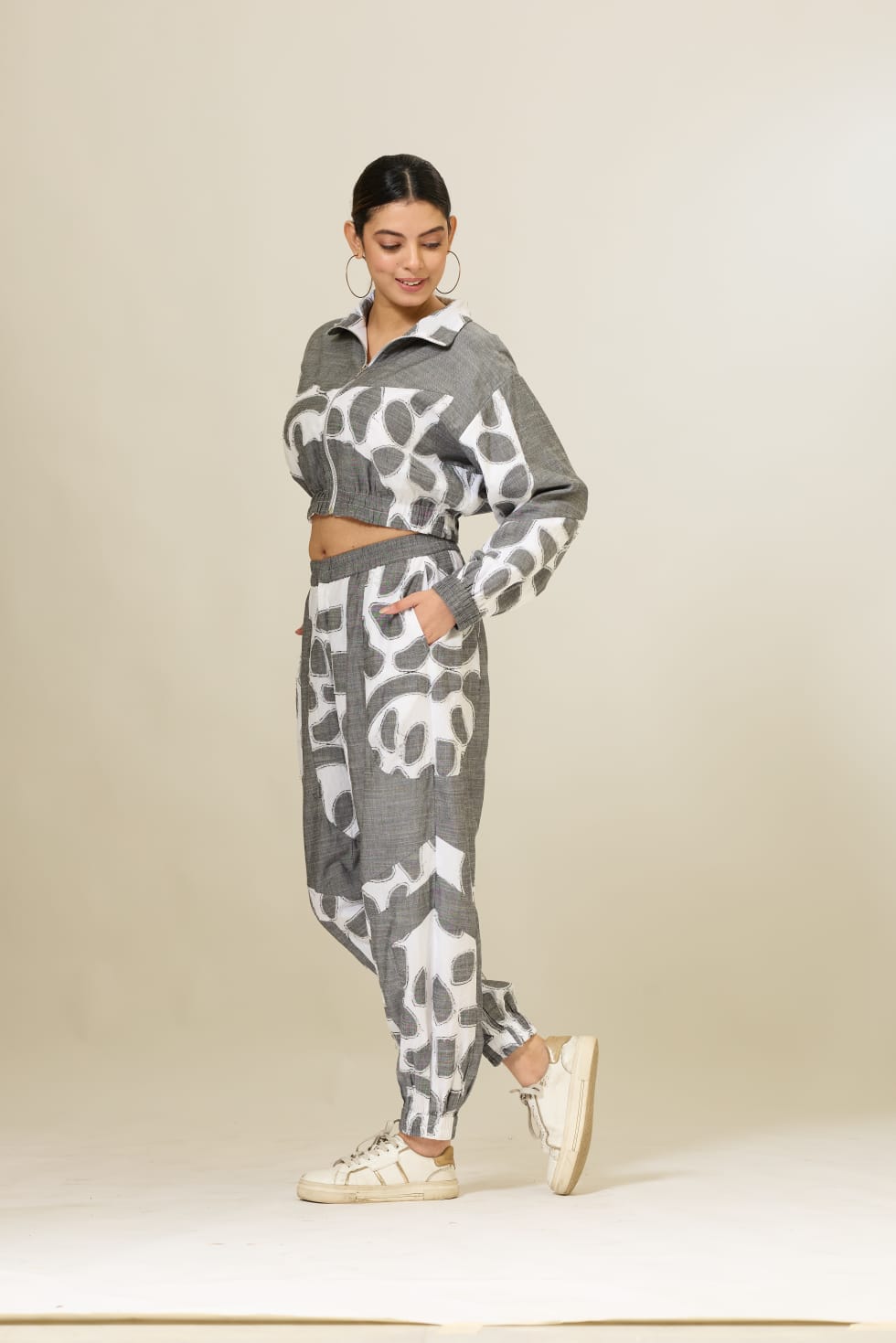 Cotton Denim Applique Joggers Set