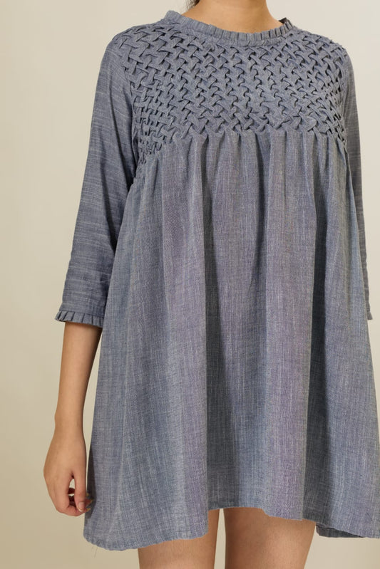 Denim Handsmocked Dress