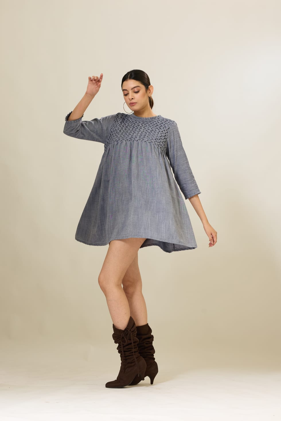 Denim Handsmocked Dress