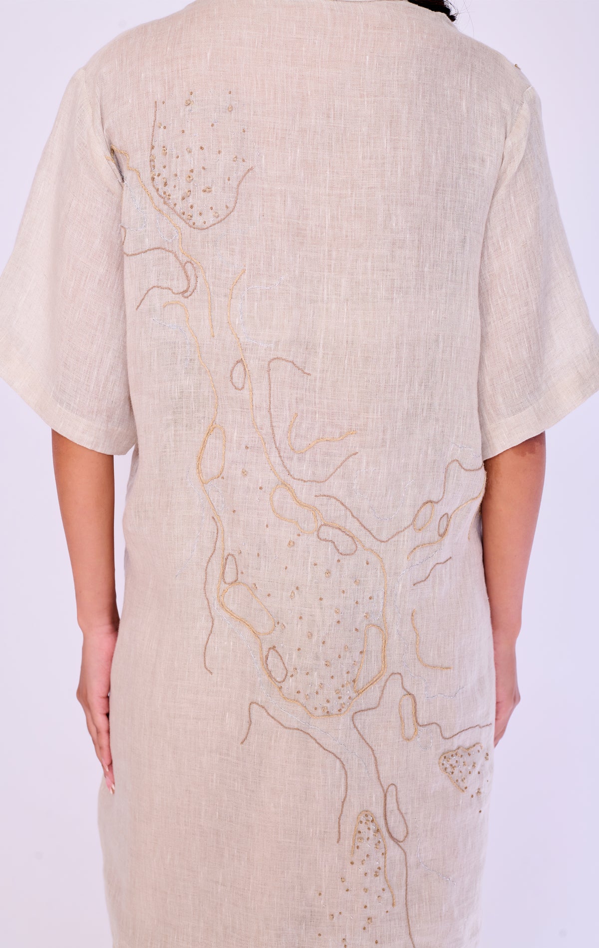 Gold Embroidered Tunic & Wide-Leg Trouser Set