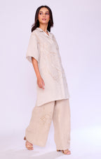 Gold Embroidered Tunic & Wide-Leg Trouser Set