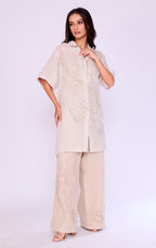 Gold Embroidered Tunic & Wide-Leg Trouser Set