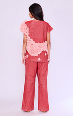 Coral Ruffle-Floral Co-ord Set