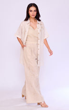 Ivory Embroidered Linen Shirt & Palazzo Set