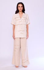 Ivory Textured Shirt & Palazzo Set