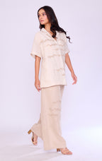 Ivory Textured Shirt & Palazzo Set