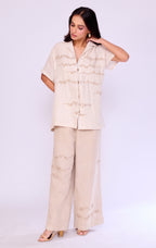 Ivory Textured Shirt & Palazzo Set