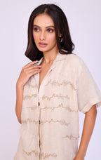 Ivory Textured Shirt & Palazzo Set