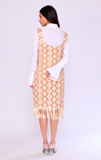 Fringed Basket-Weave Pinafore & Shirt Set