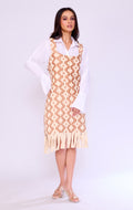 Fringed Basket-Weave Pinafore & Shirt Set