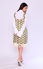 Olive Basket-Weave Pinafore & Shirt Set