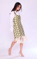 Olive Basket-Weave Pinafore & Shirt Set