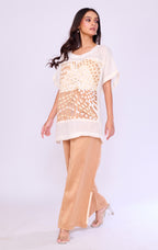 Basket-Weave Appliqué Ivory Tunic