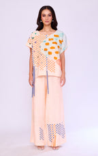 Abstract Checkerboard Peach Tunic & Trouser Set