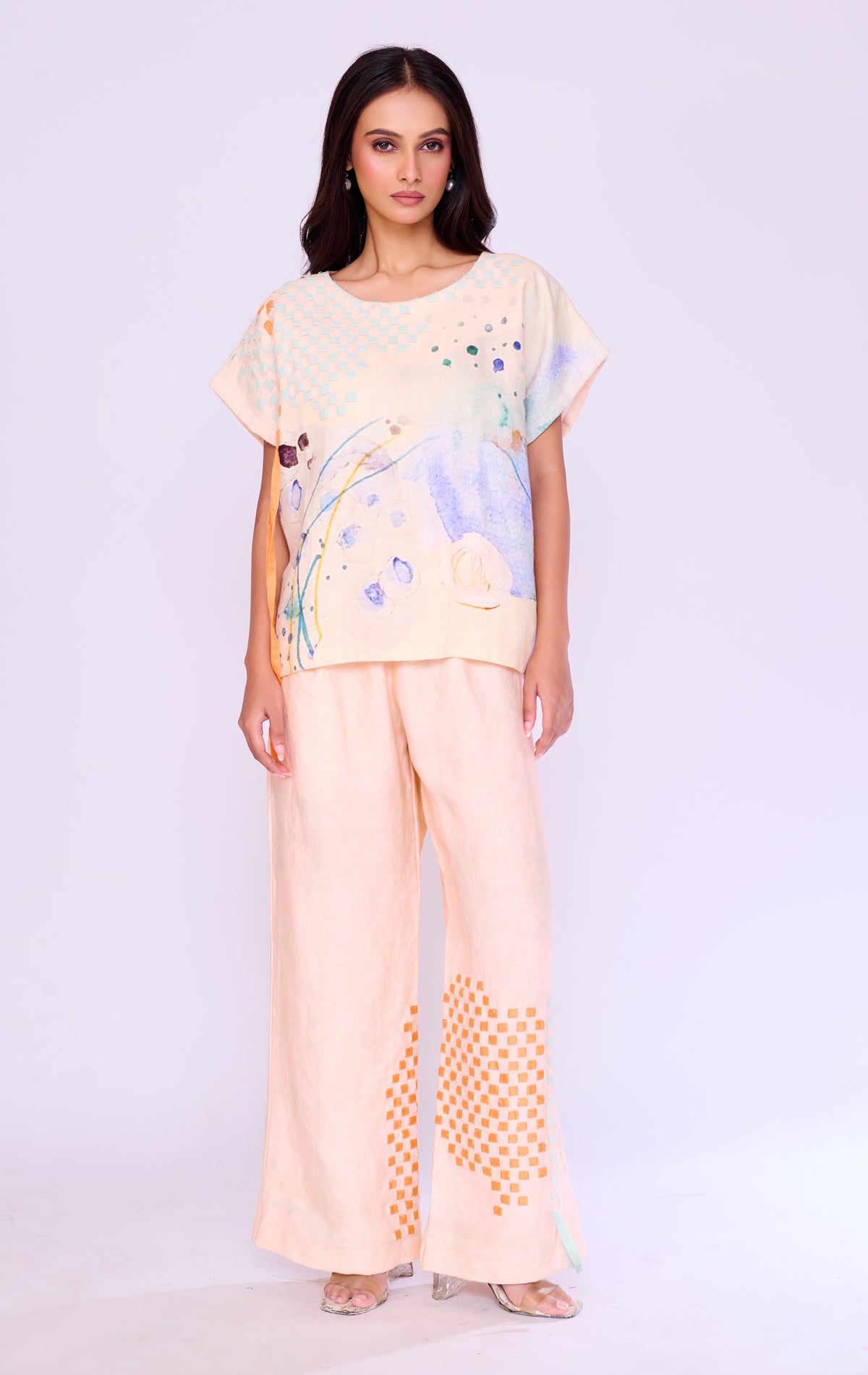 Watercolour Print Draped Tunic