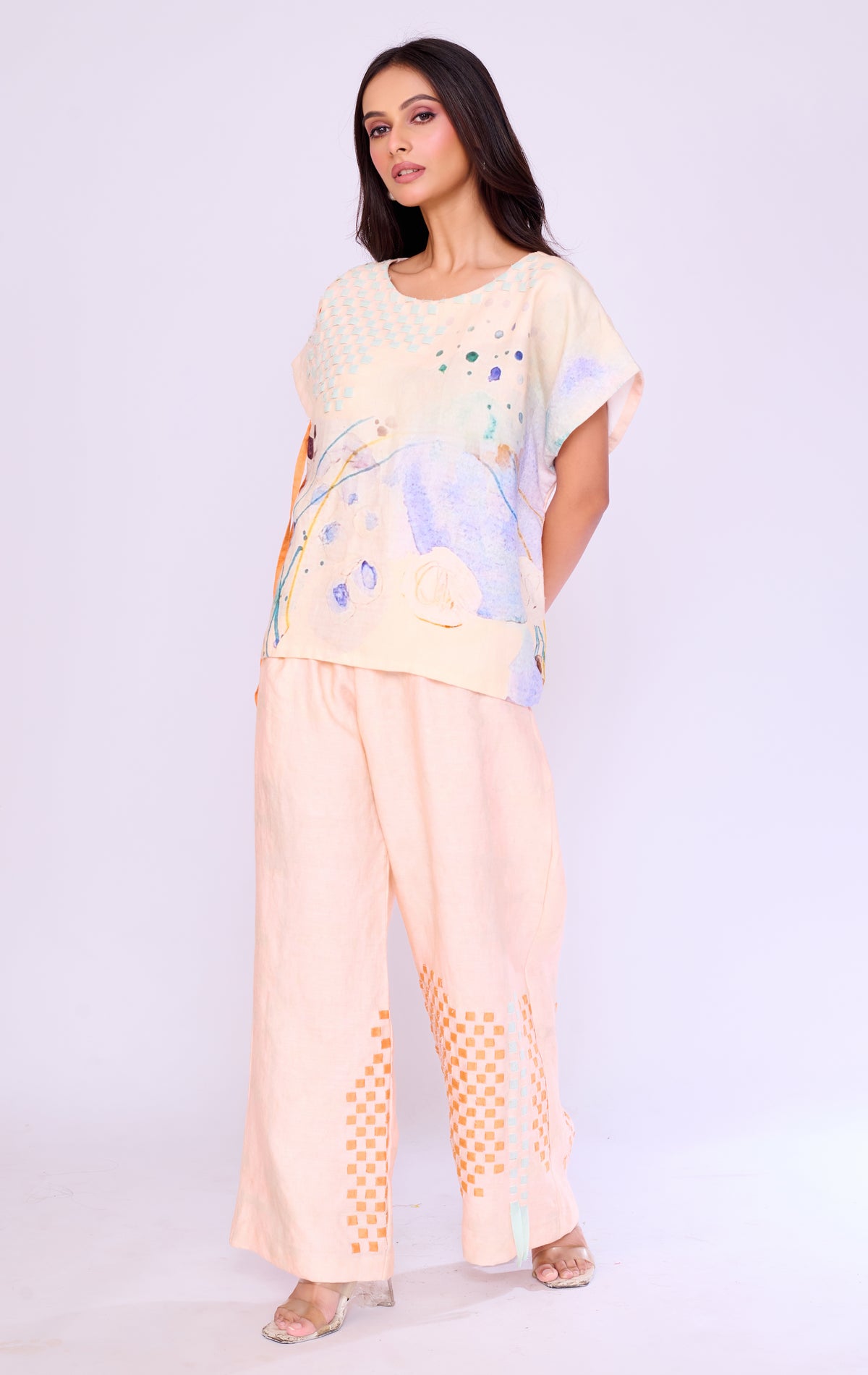 Watercolour Print Draped Tunic