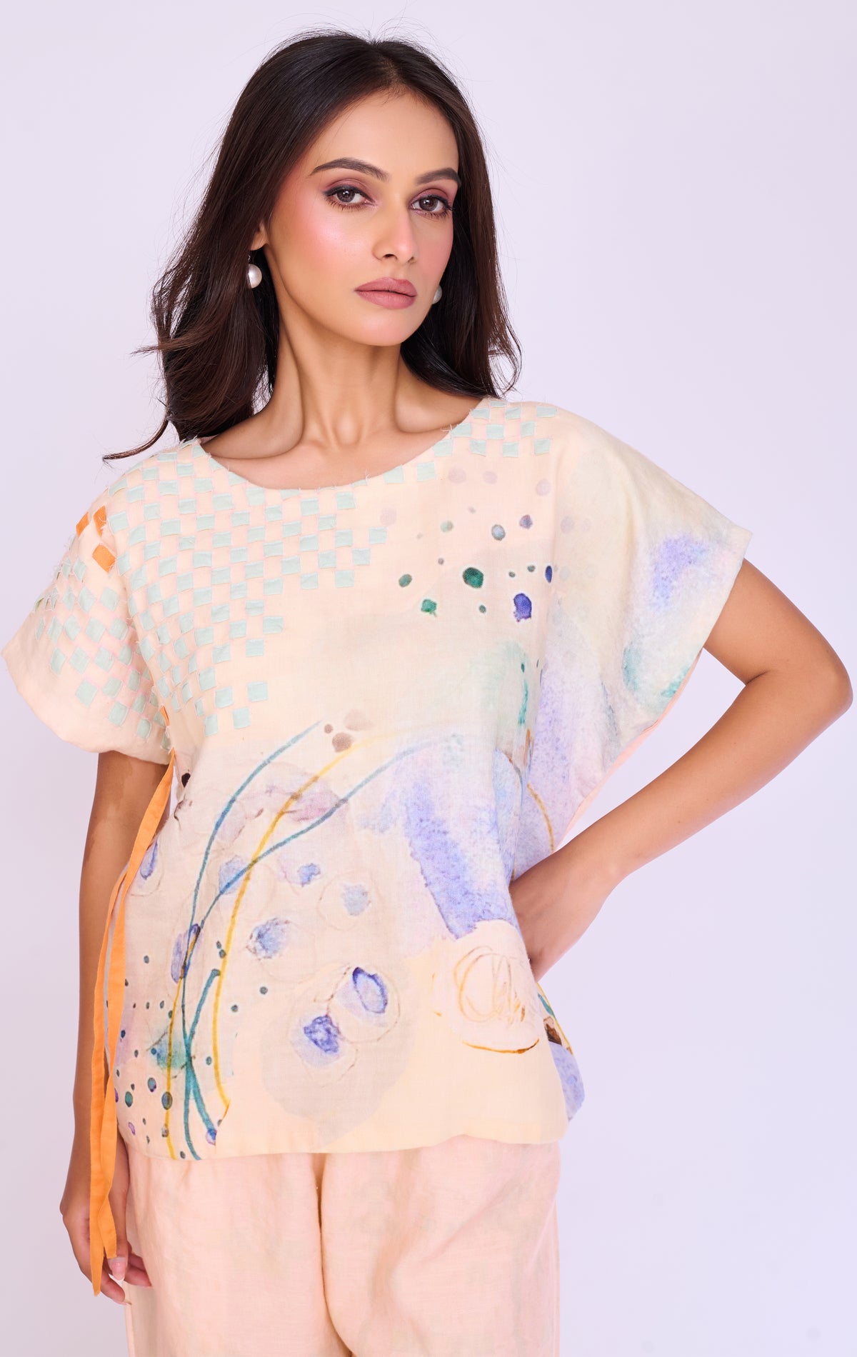 Watercolour Print Draped Tunic