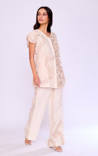 Champagne Asymmetric Ruffle Tunic