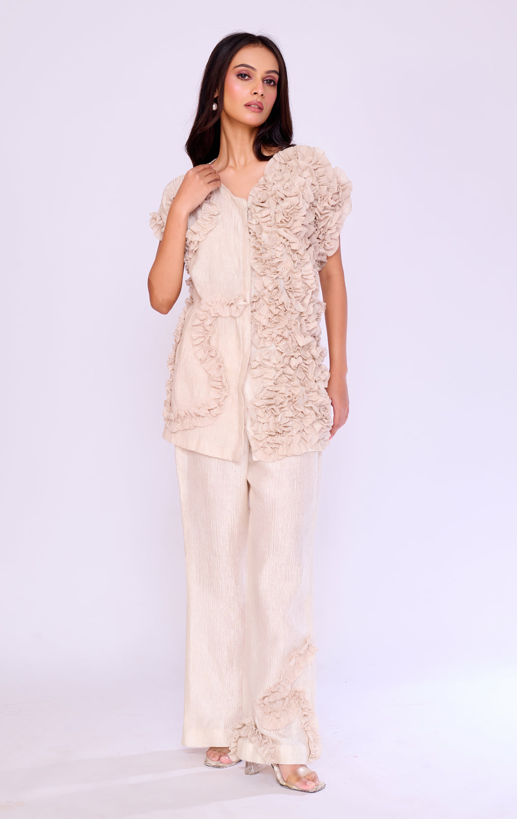 Champagne Asymmetric Ruffle Tunic
