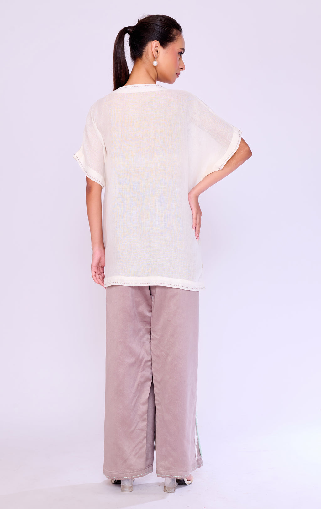 3D Starburst Appliqué Ivory Tunic
