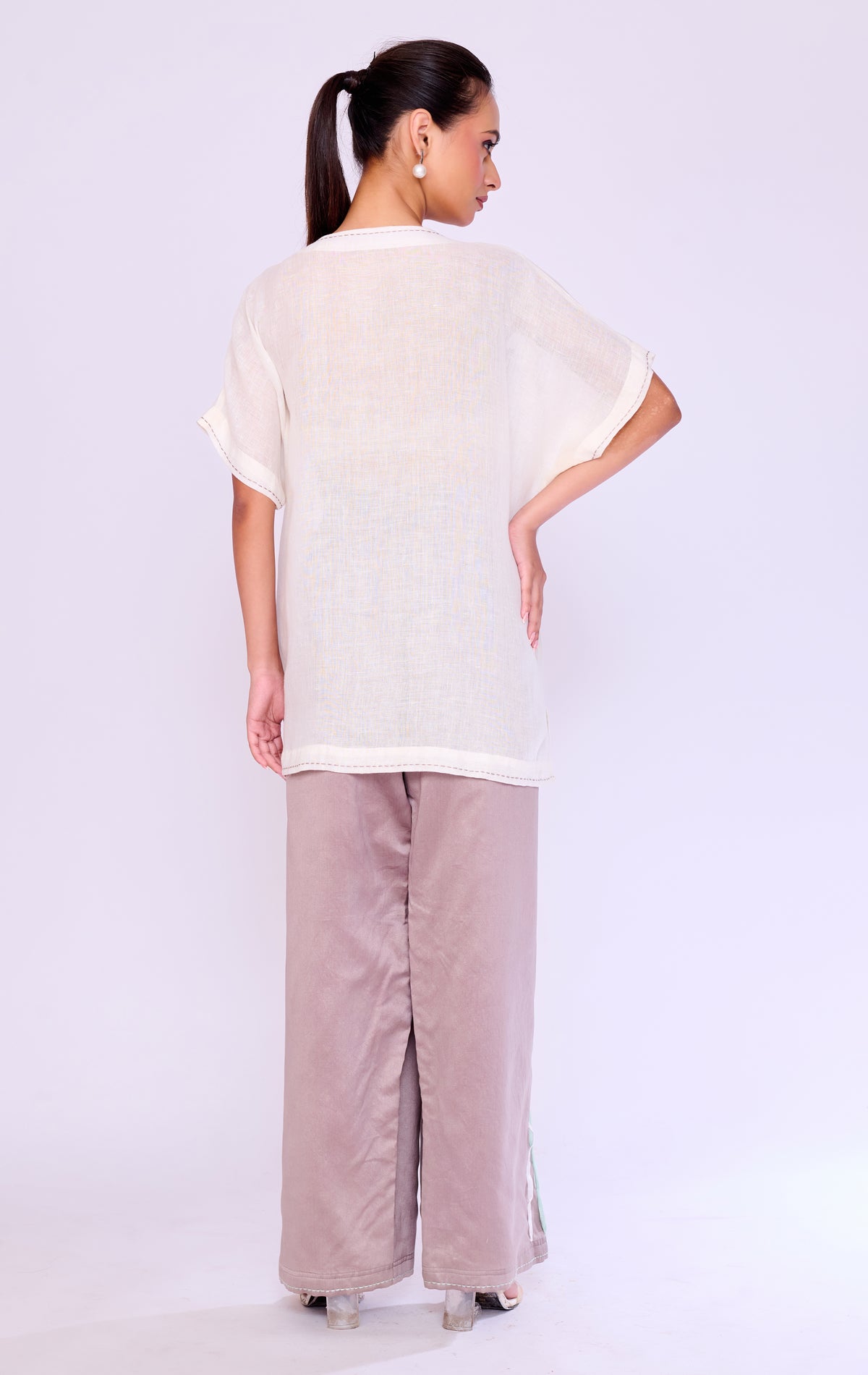3D Starburst Appliqué Ivory Tunic