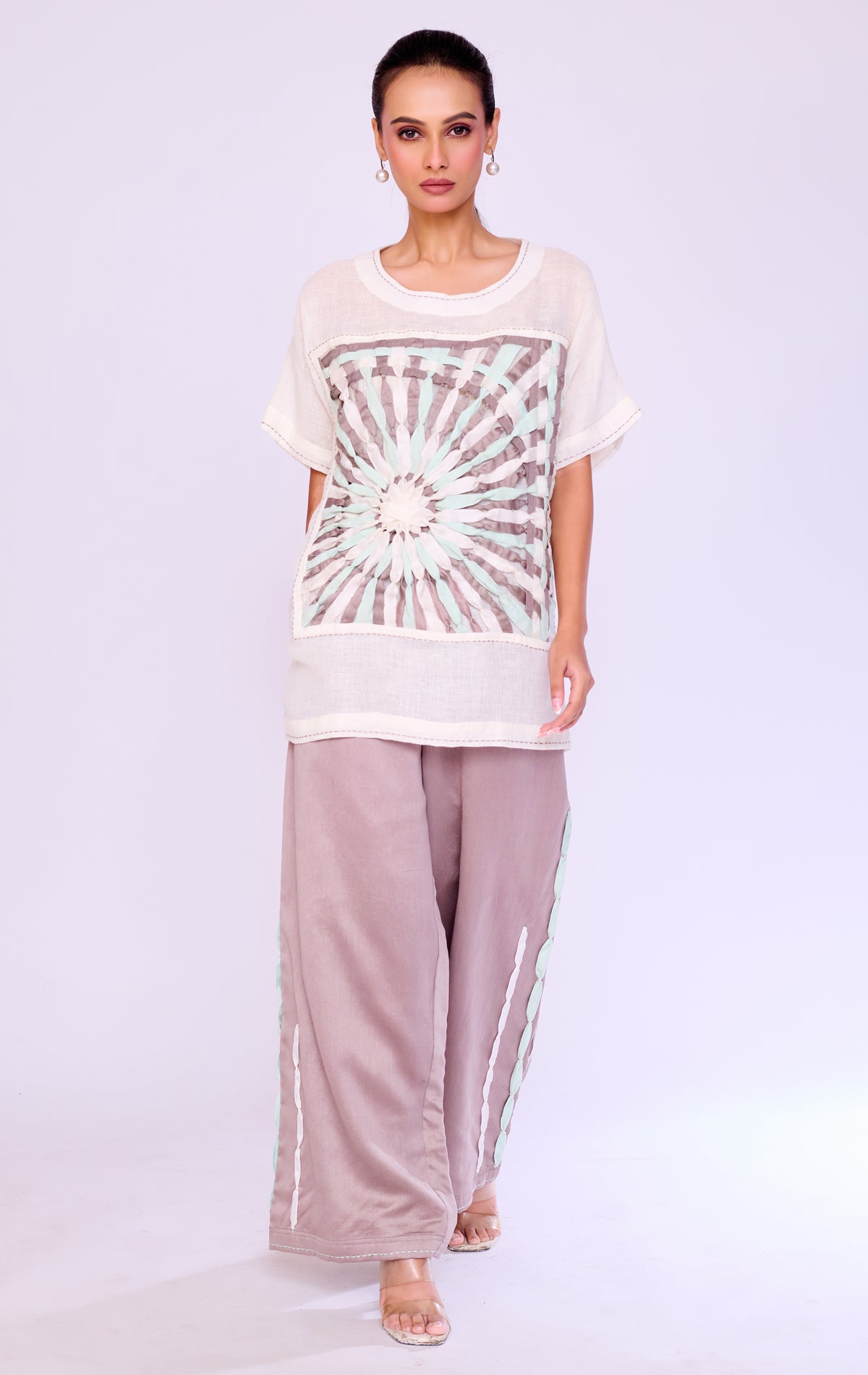 3D Starburst Appliqué Ivory Tunic