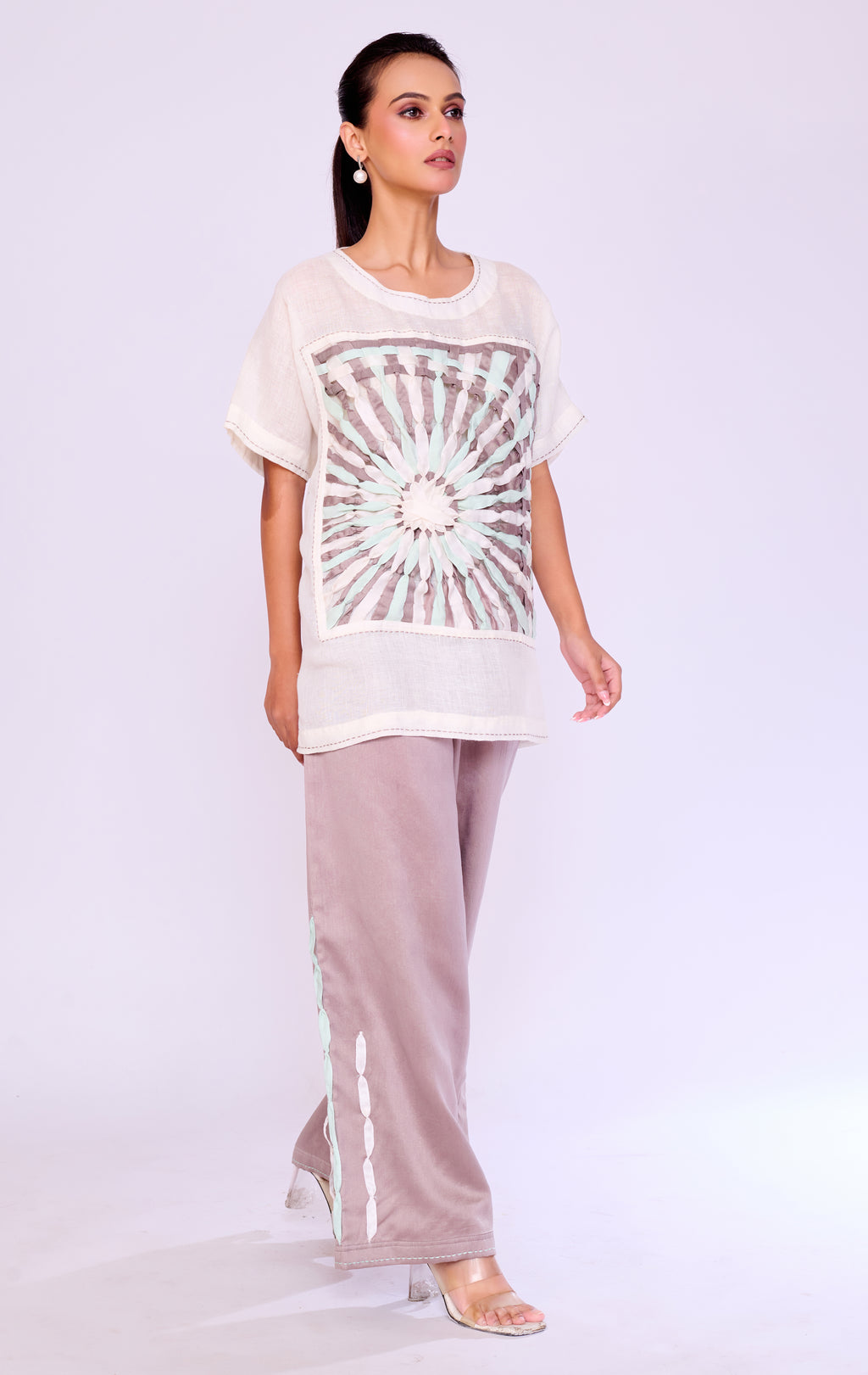 3D Starburst Appliqué Ivory Tunic