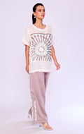 3D Starburst Appliqué Ivory Tunic