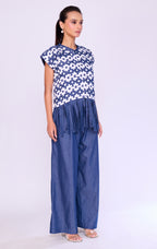 Pixel-Grid Denim Jacket & Trouser Set