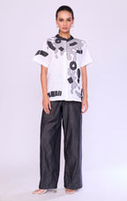 Paint-Splatter Top & Charcoal Denim Set