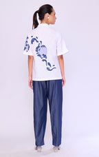 Botanical Appliqué Shirt & Denim Trouser Set