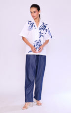 Botanical Appliqué Shirt & Denim Trouser Set