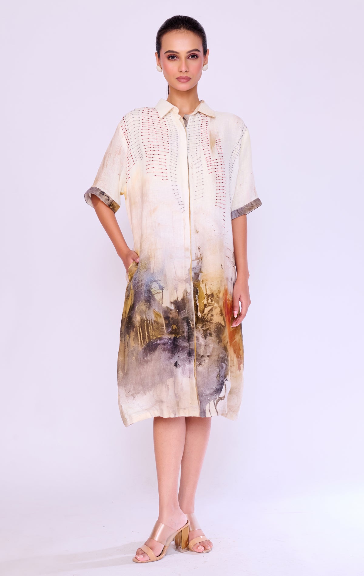 Watercolour Landscape Shirt Dress