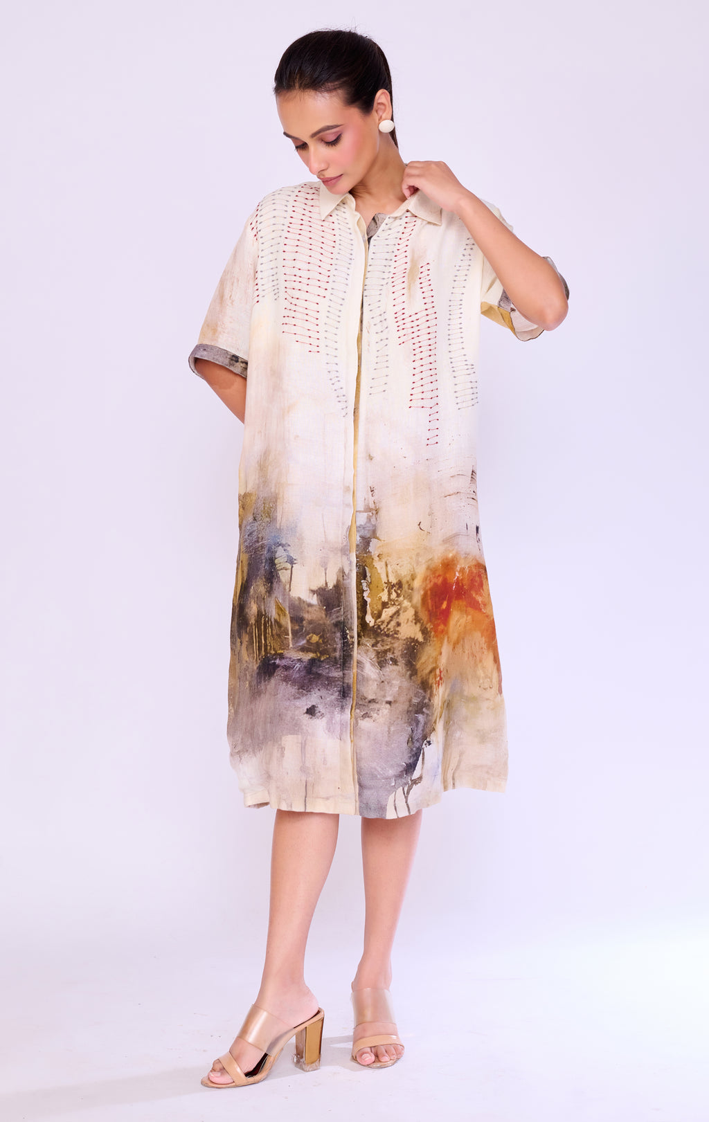 Watercolour Landscape Shirt Dress