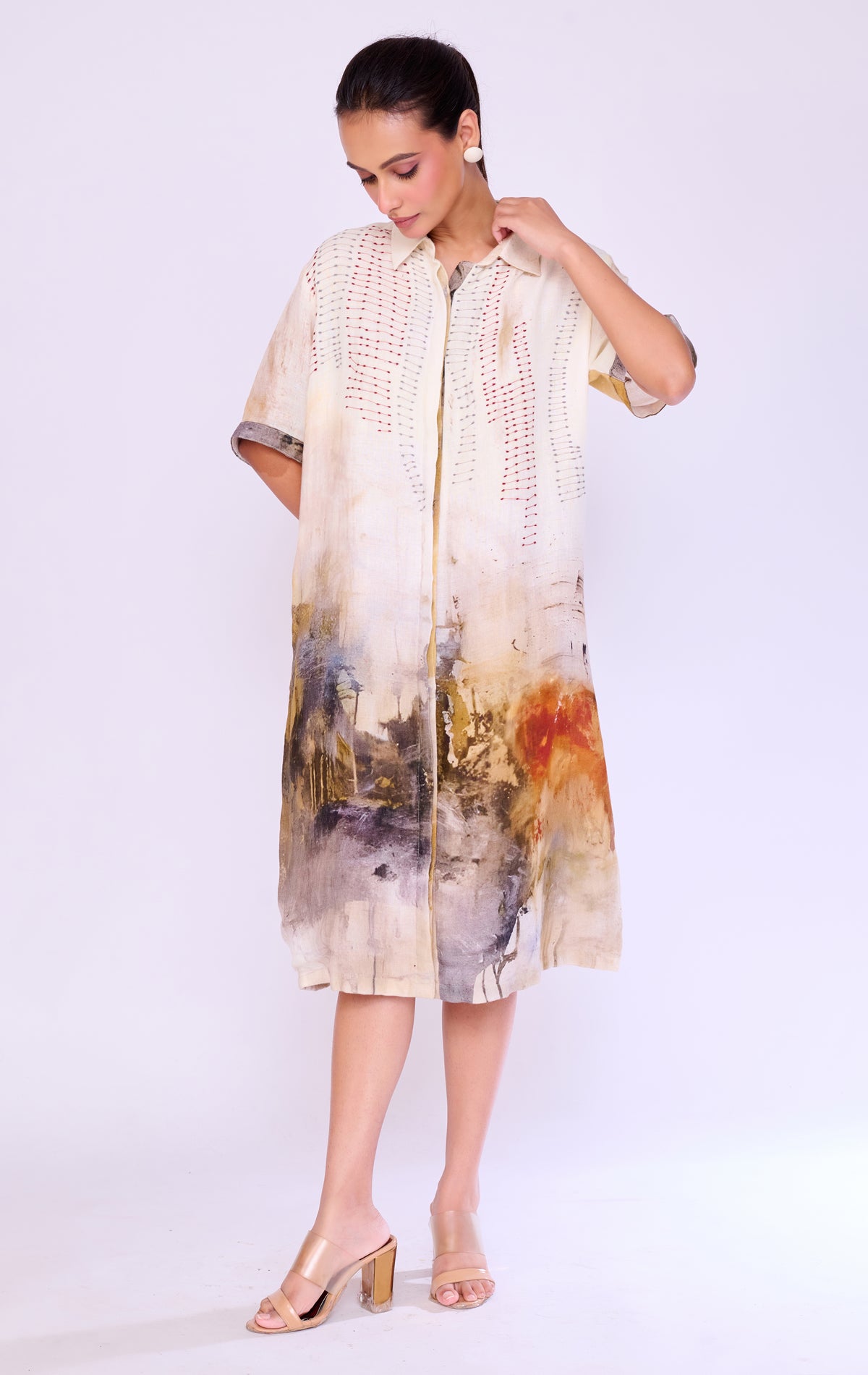 Watercolour Landscape Shirt Dress