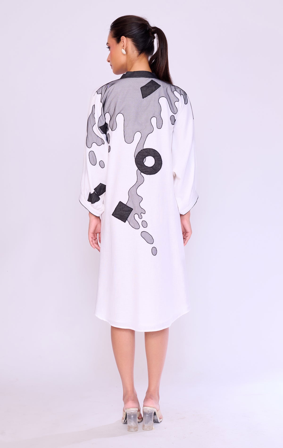Paint-Splatter Graphic Shirt Dress