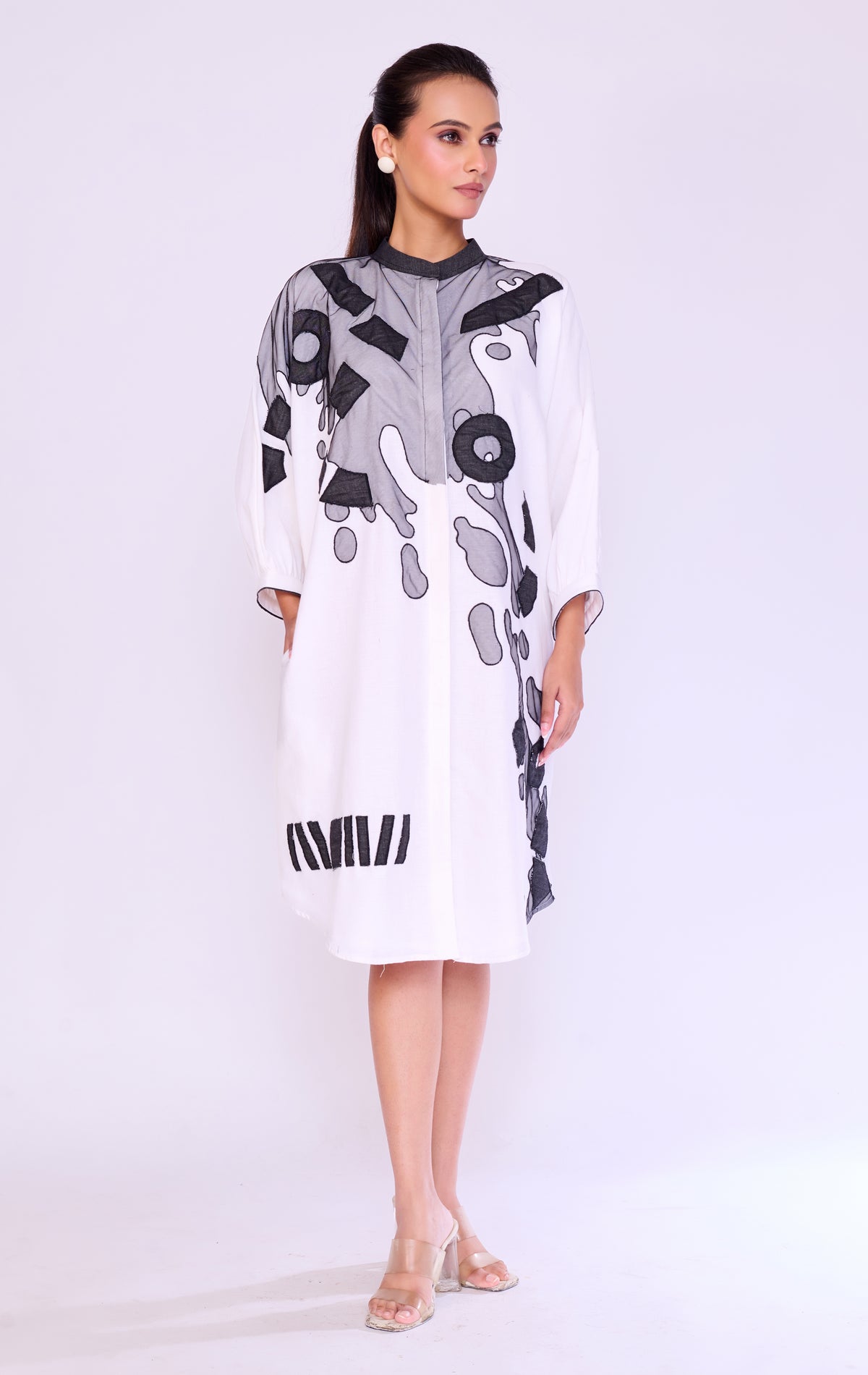 Paint-Splatter Graphic Shirt Dress