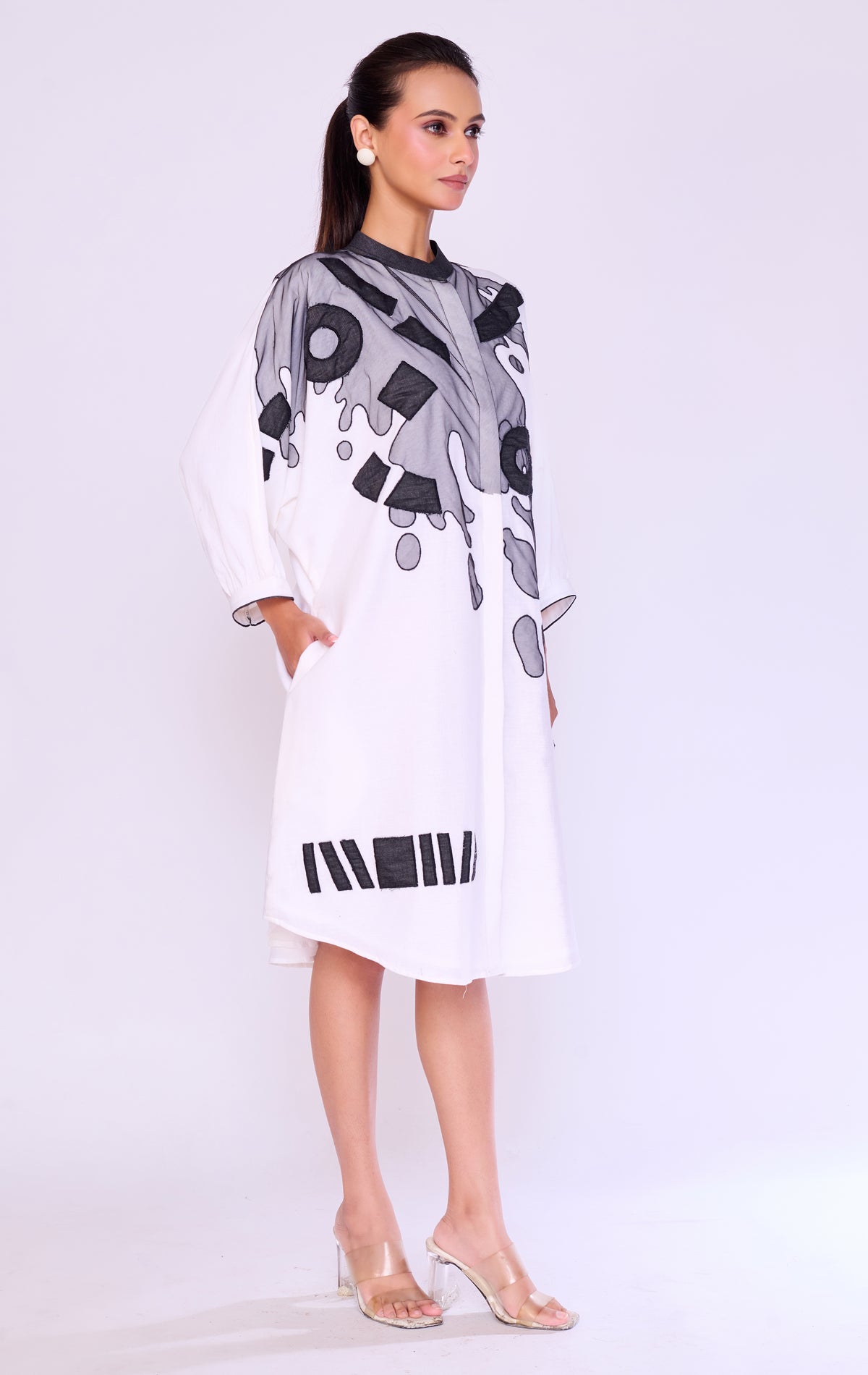 Paint-Splatter Graphic Shirt Dress