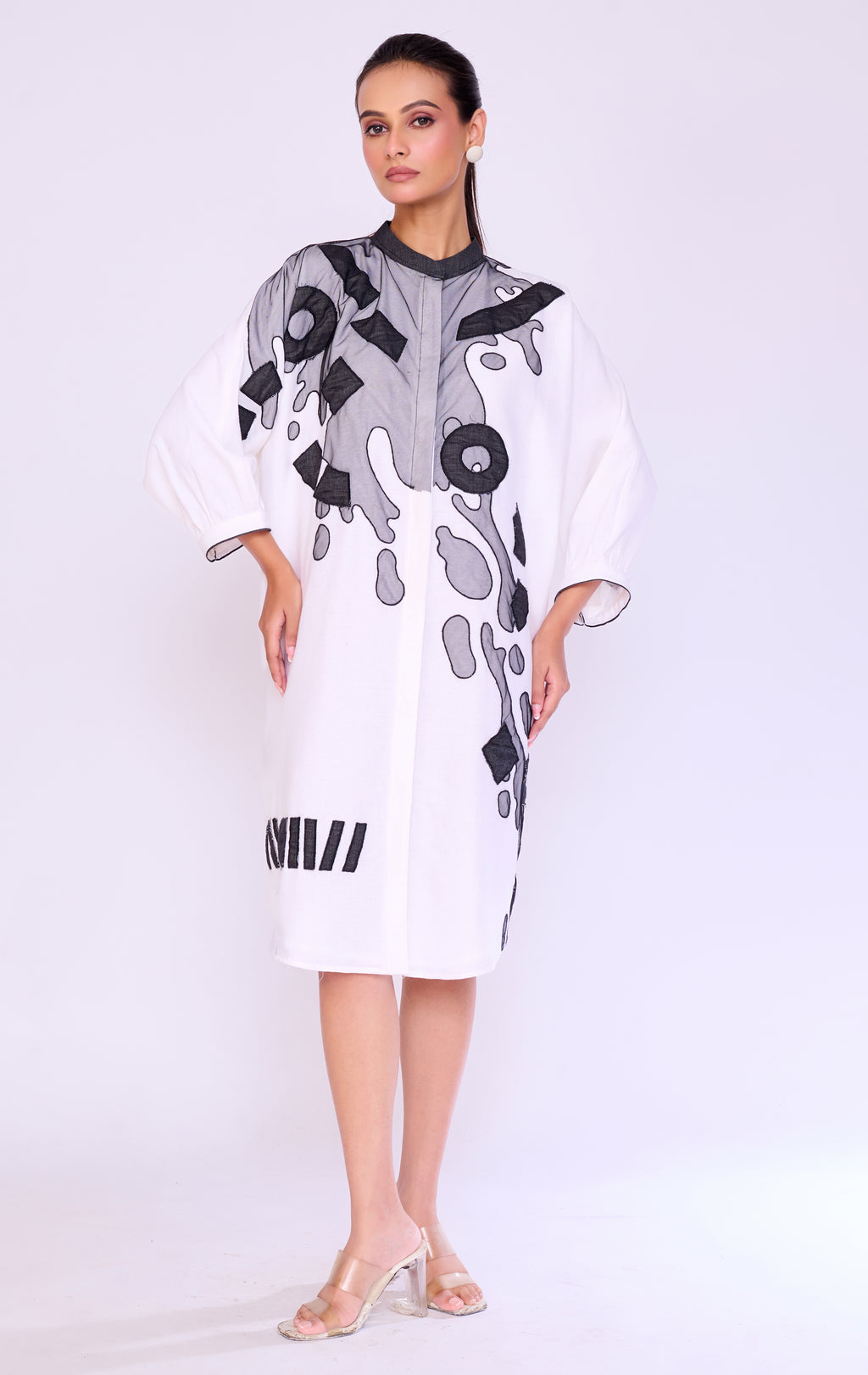 Paint-Splatter Graphic Shirt Dress