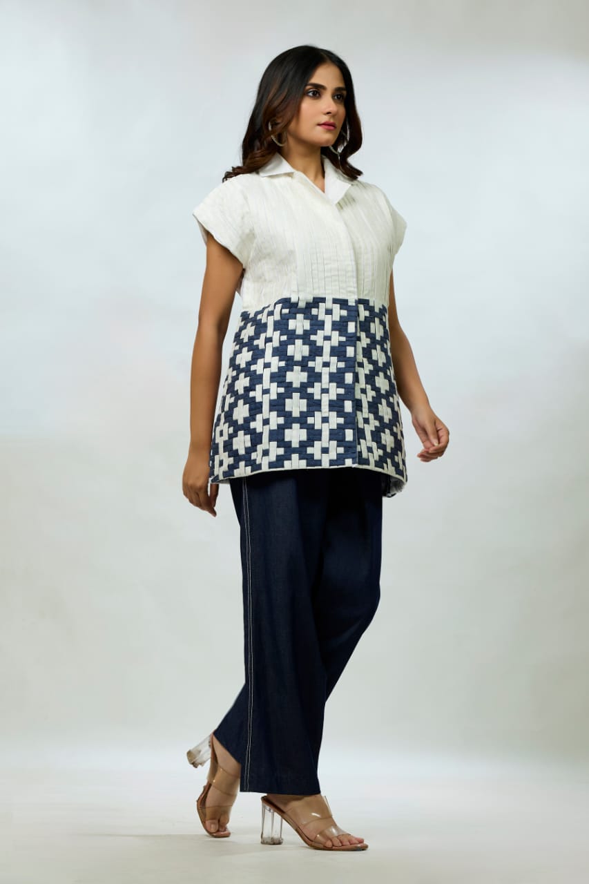 Denim Woven Tunic & Trouser Set