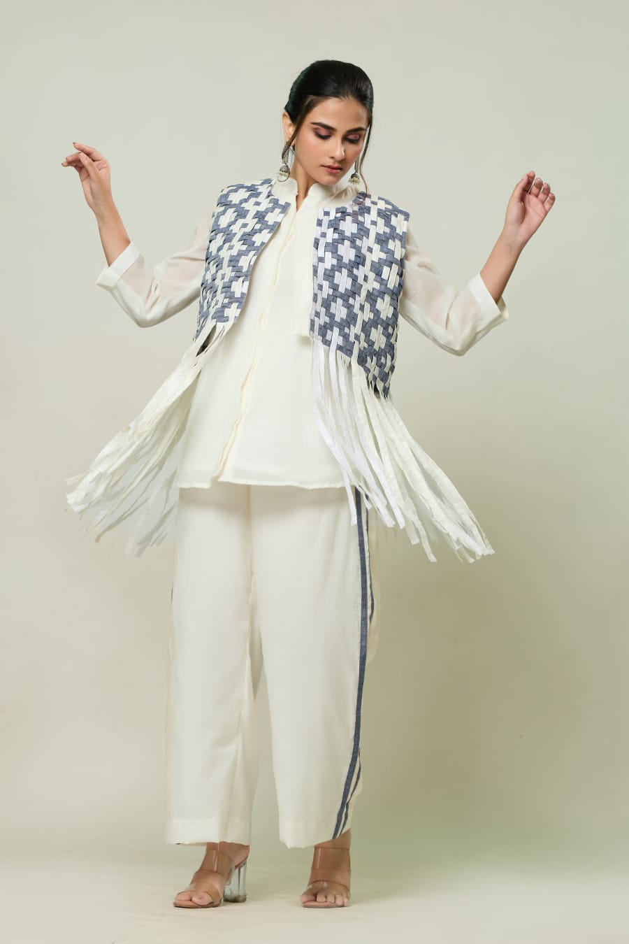 Fringed Woven Vest & Trouser Set