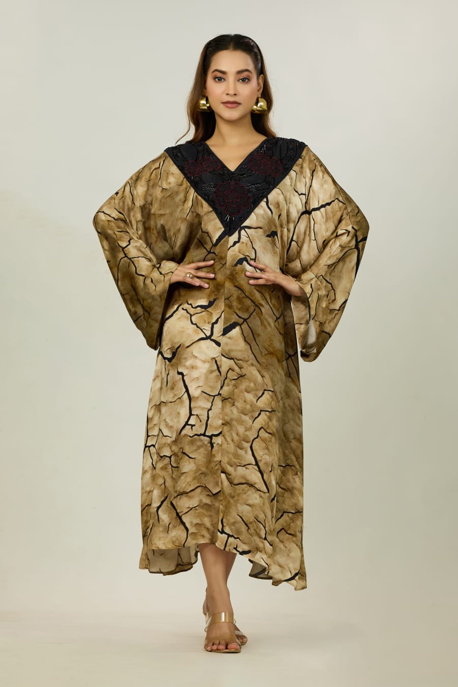Fissured-Print Kaftan Dress
