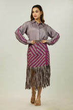 Shirt with Chevron Fringe Skirt Set