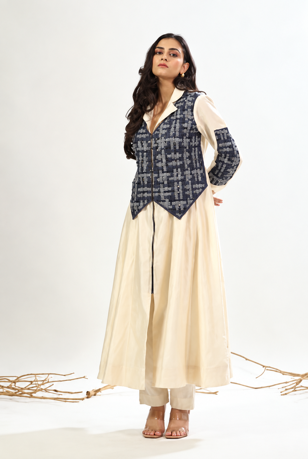 Kurta, Trouser & Woven Waistcoat Set