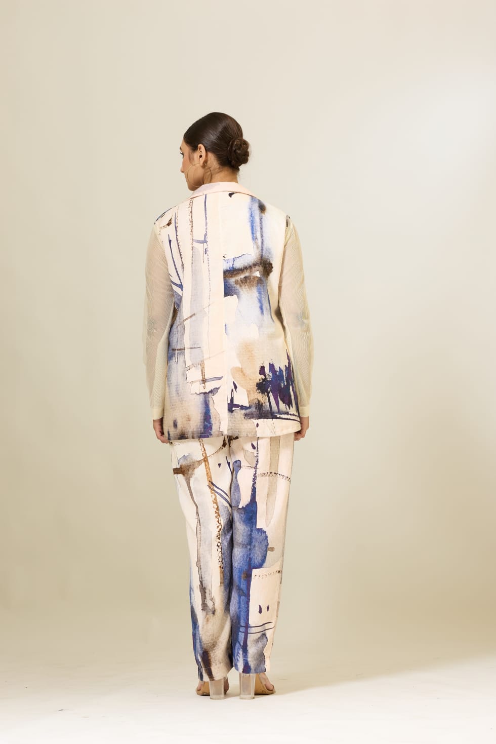 Linen Sleeveless Jacket Set