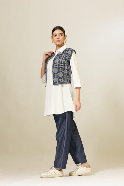 Patti Jacket with White Shirt and Denim Pants