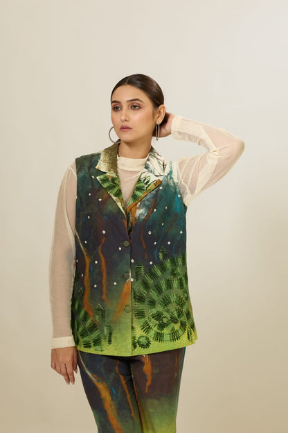 Green Jacket Set with Pants